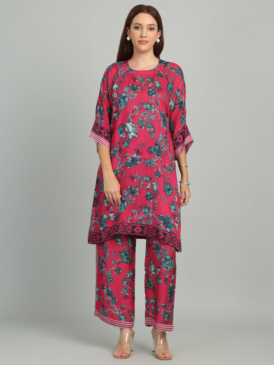FUSCHIA IRIS - Floral & stripe Co-ord set
