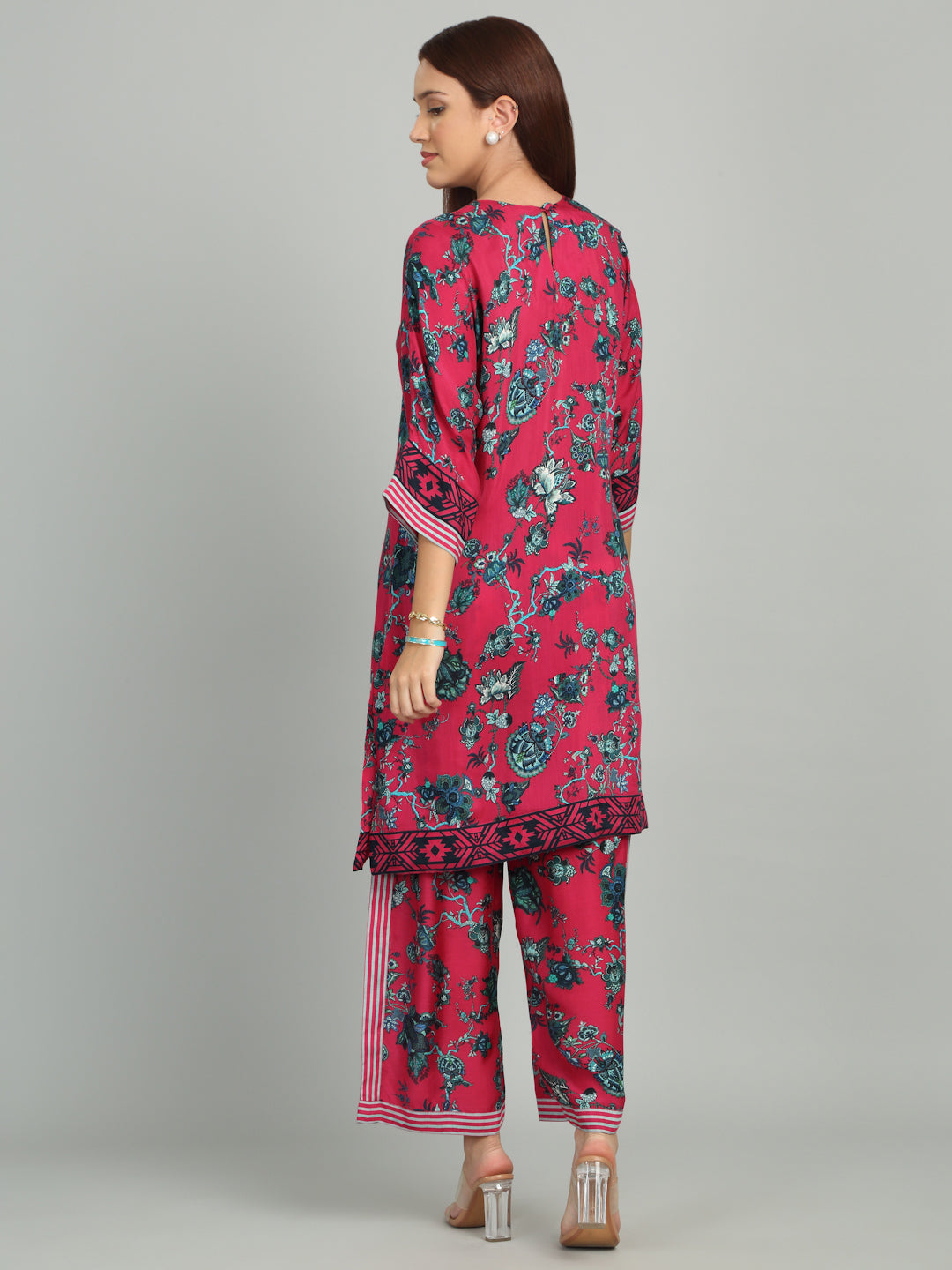 FUSCHIA IRIS - Floral & stripe Co-ord set