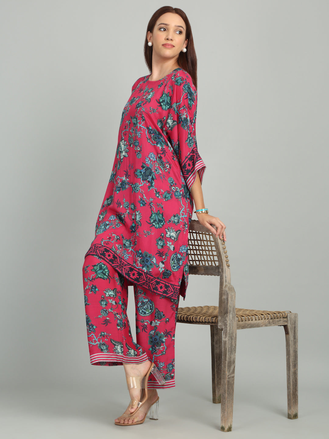 FUSCHIA IRIS - Floral & stripe Co-ord set