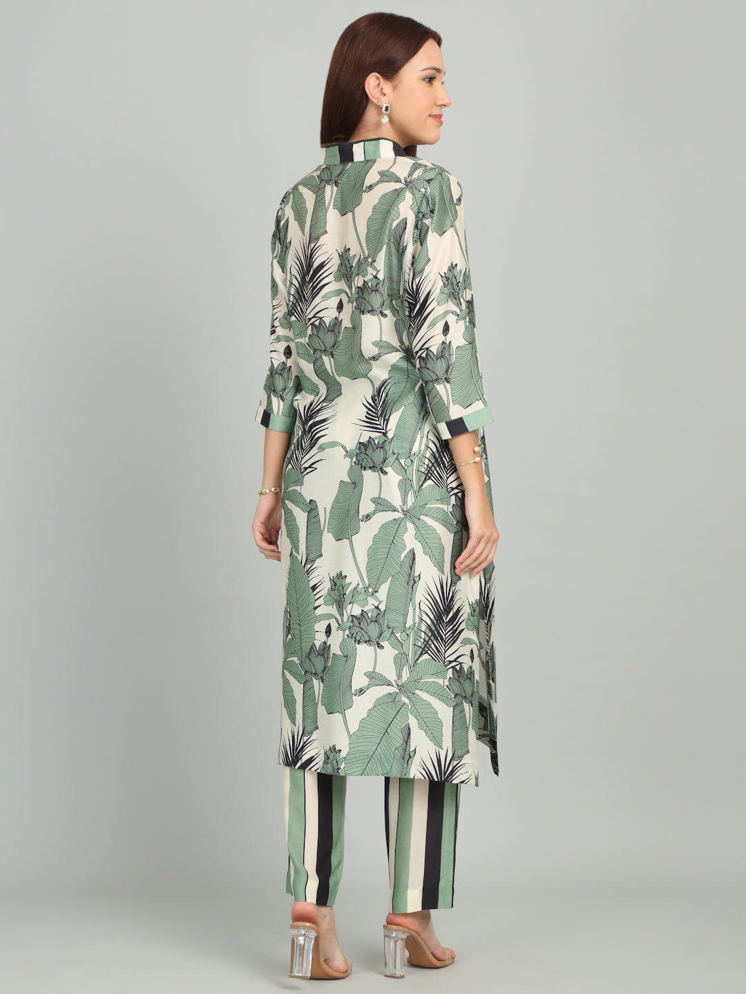 FOILAGE - Green Striped Printed set
