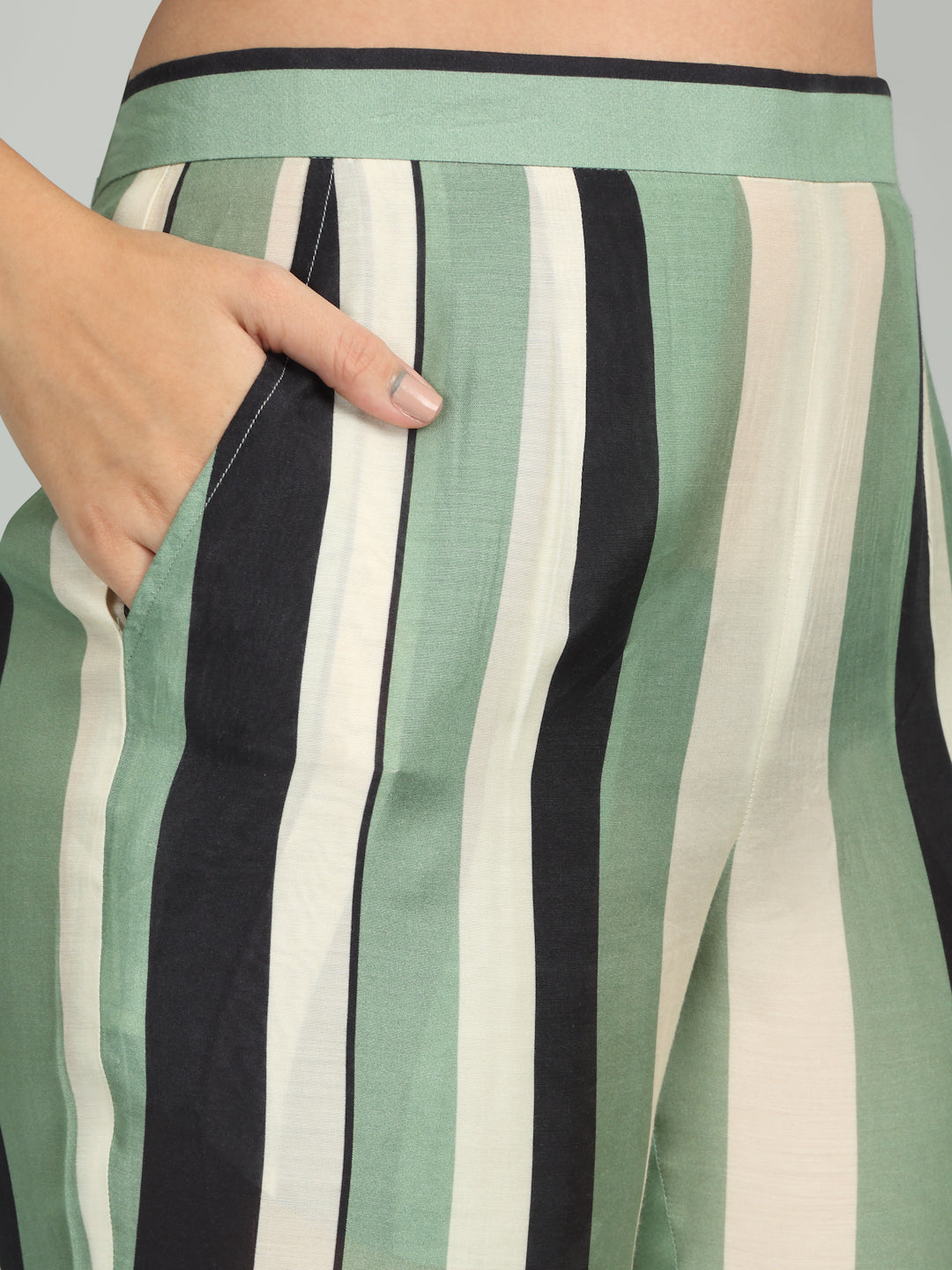 FOILAGE - Green Striped Printed set