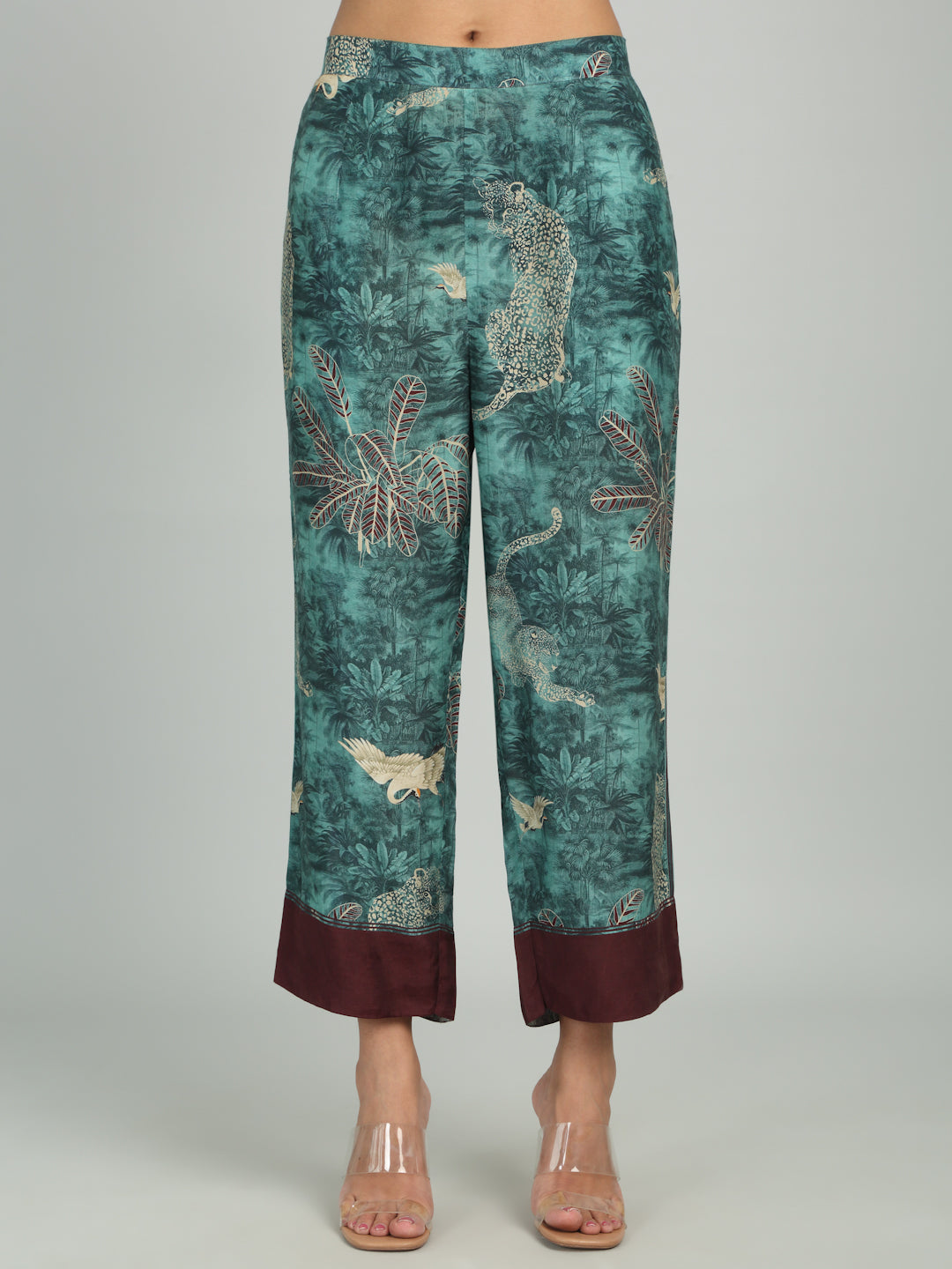 AZURE - Teal Blue & Maroon Print co-ord Set