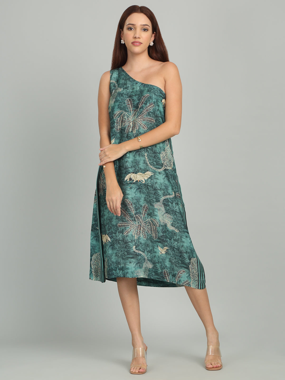 BROOK - Teal Blue Printed Dress