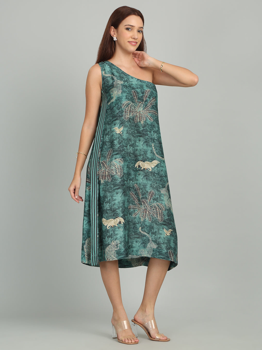 BROOK - Teal Blue Printed Dress