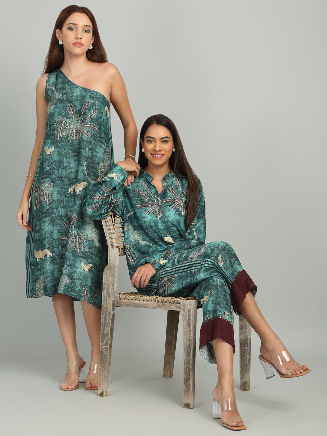 BROOK - Teal Blue Printed Dress