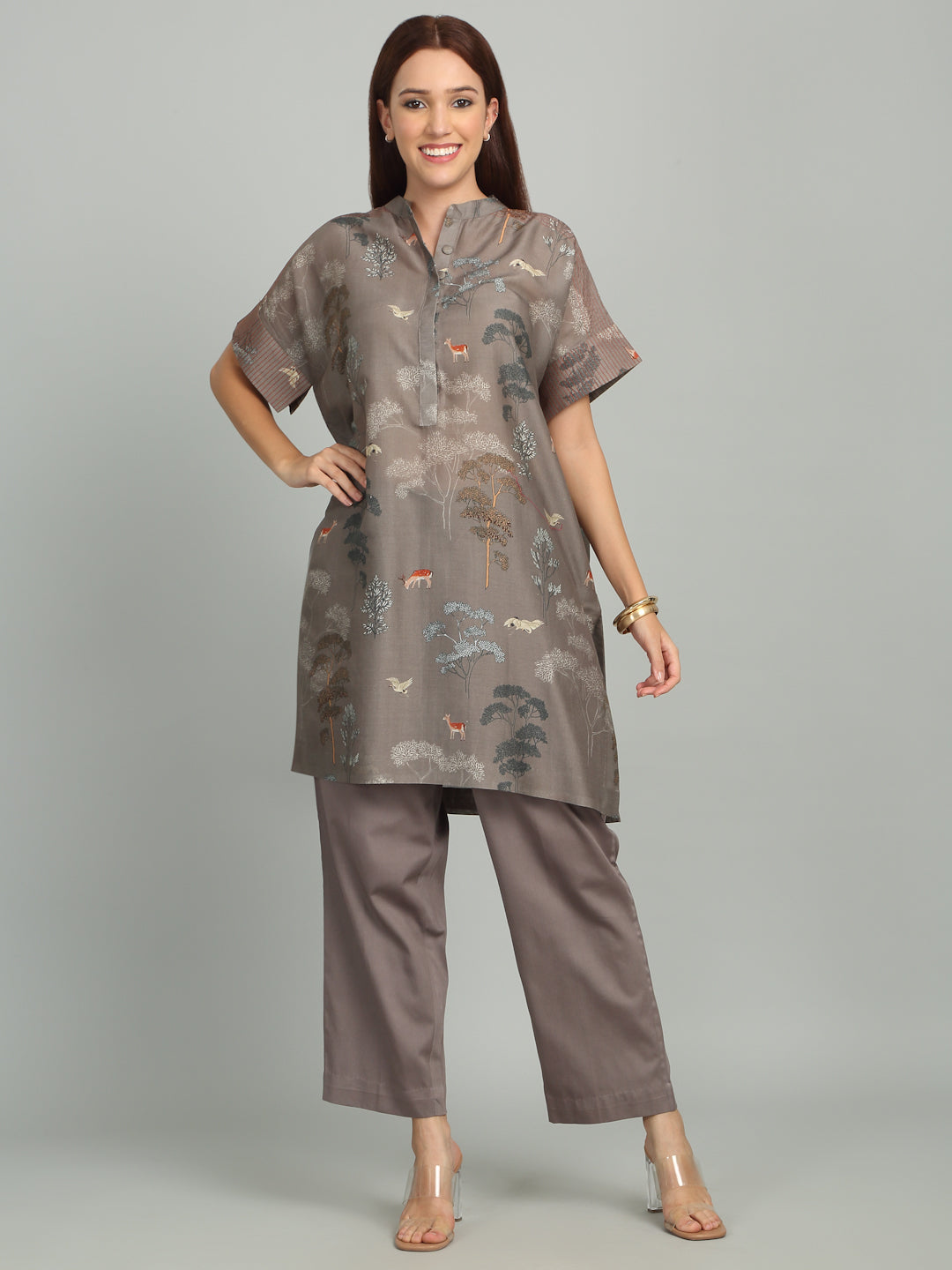 PINECONE - Grey Tree Print Set