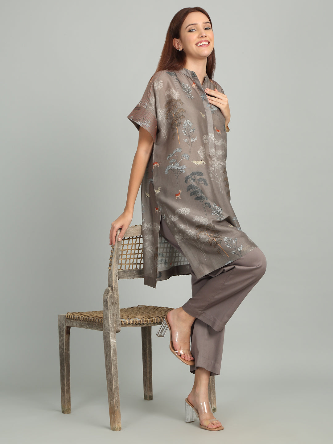 PINECONE - Grey Tree Print Set