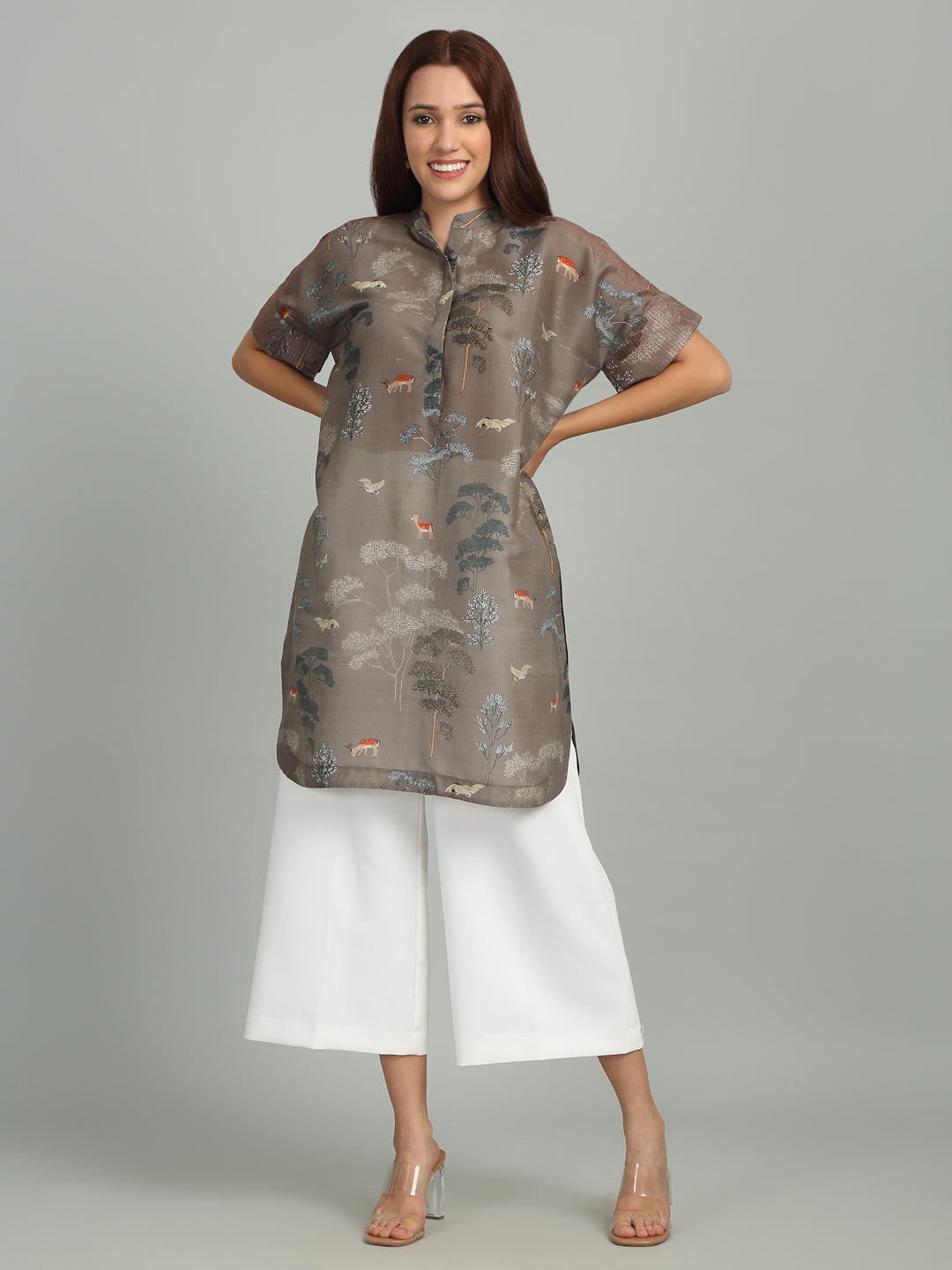 TWIG - Grey Tree Print Long Tunic