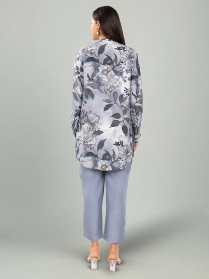 Silver Mist – Digital Leaf & Floral Co-ord Set
