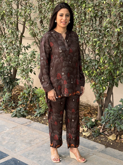 Chestnut Grove- Brown Printed Co-ord Set