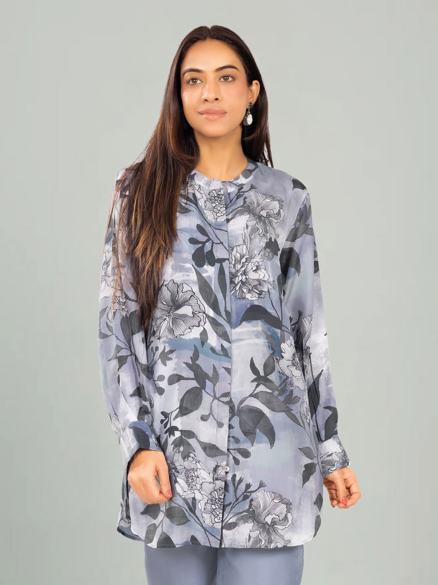 Silver Mist – Digital Leaf & Floral Co-ord Set