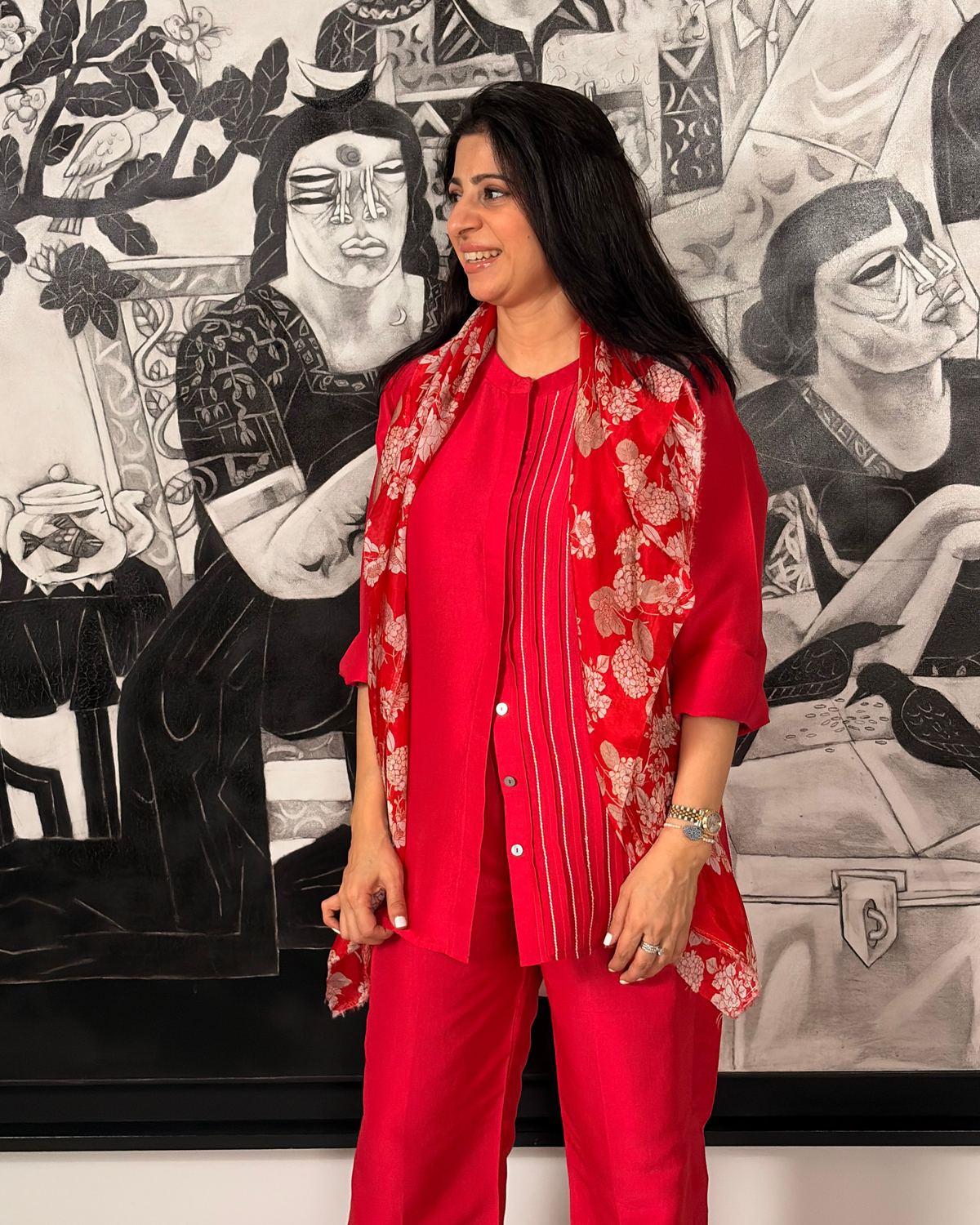 CRIMSON BLOOM - Embroidered Co-ord Set
