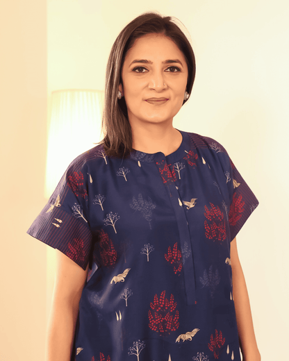 Indigo Woods - Blue Tree Printed  co-ord set