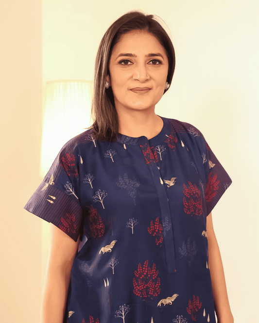 Indigo Woods - Blue Tree Printed  co-ord set