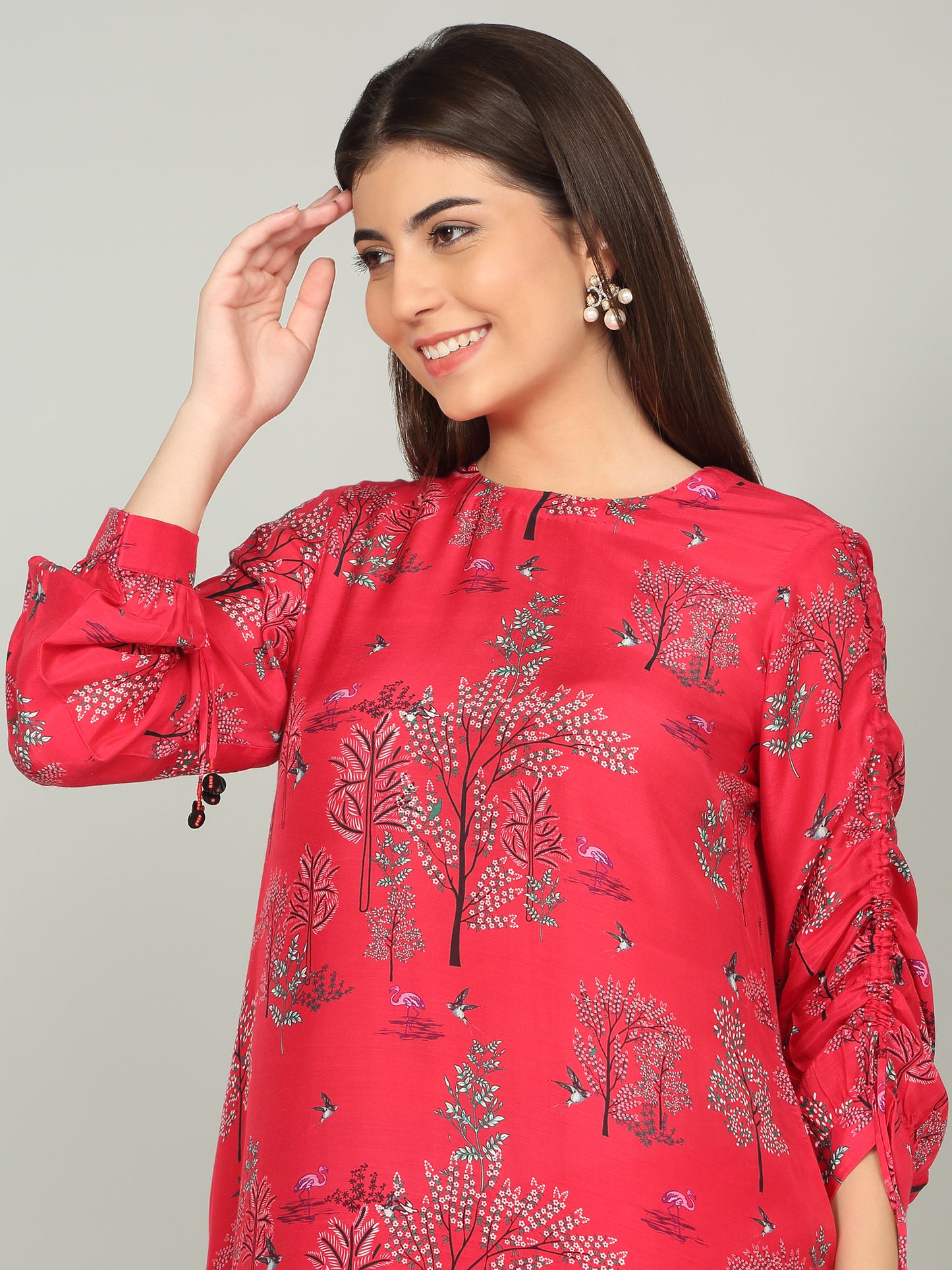 Malabar Hills 2.0 - Printed & Ruched Sleeve Tunic