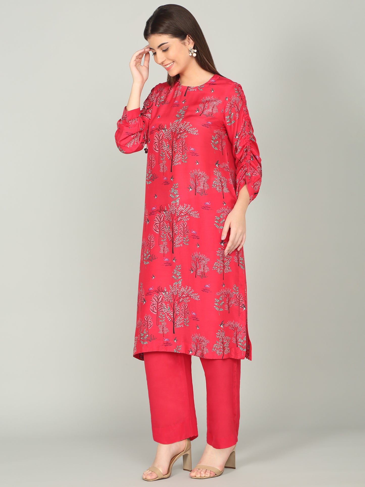 Malabar Hills 2.0 - Printed & Ruched Sleeve Tunic
