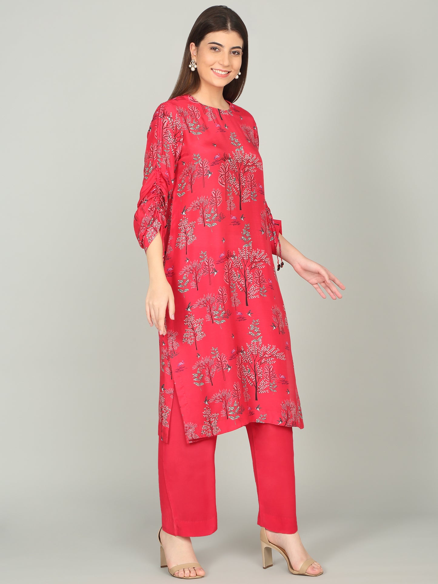 Malabar Hills 2.0 - Printed & Ruched Sleeve Tunic