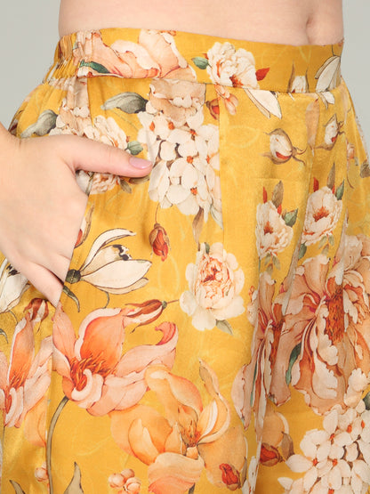 OCHRE BLOOM -Peony Floral Digital print co -ord set