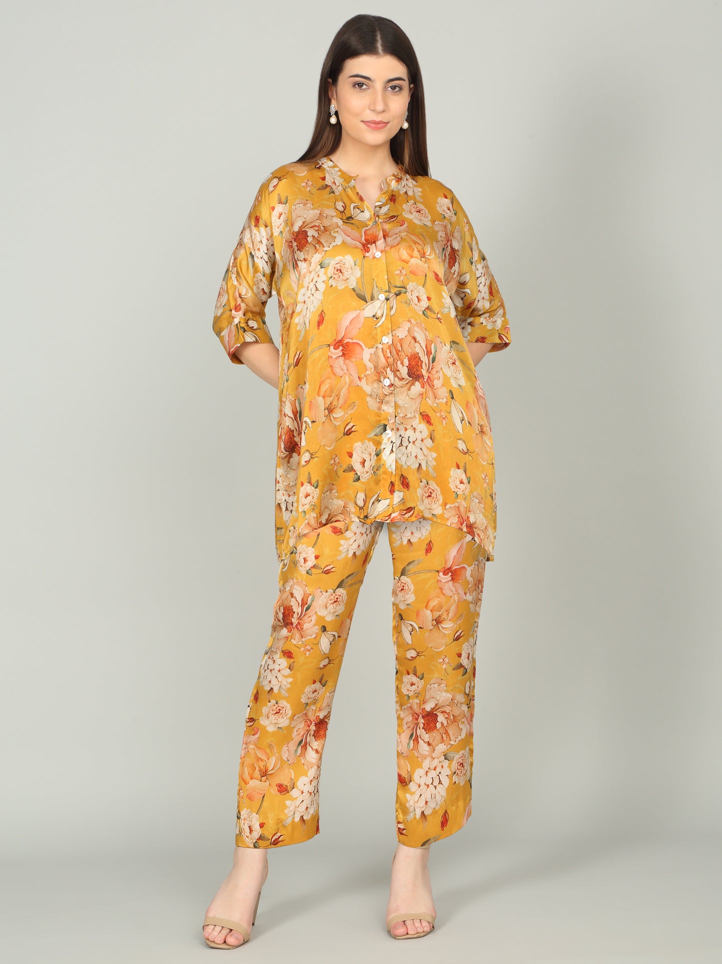 OCHRE BLOOM -Peony Floral Digital print co -ord set