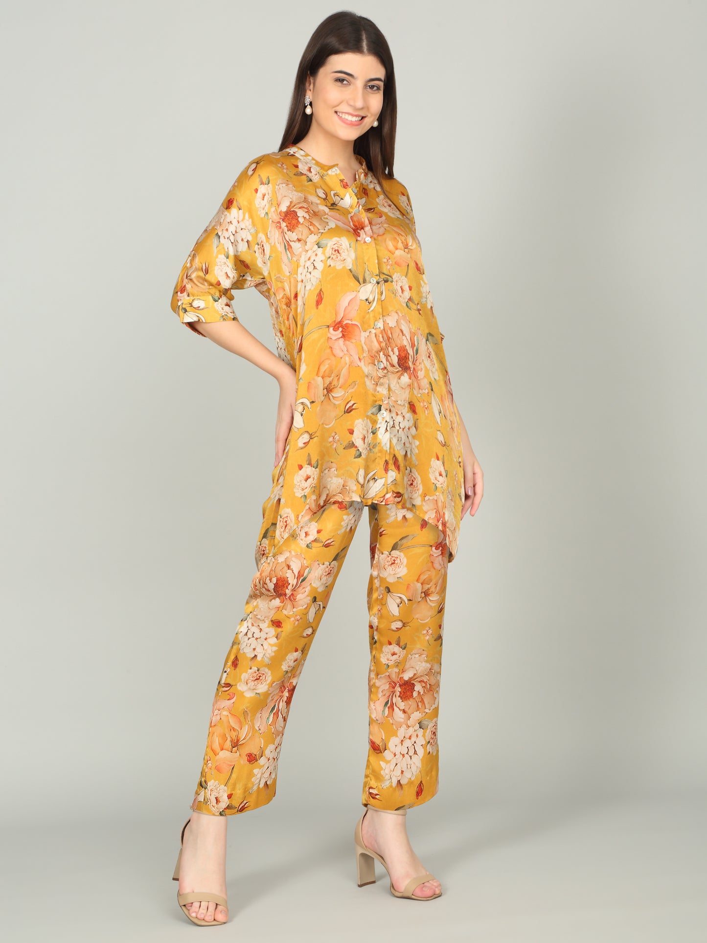 OCHRE BLOOM -Peony Floral Digital print co -ord set