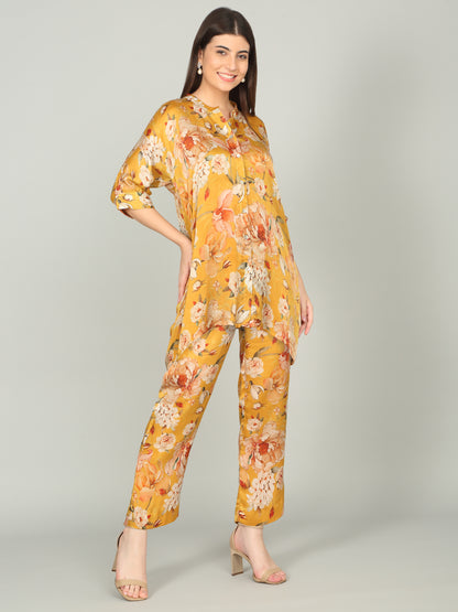OCHRE BLOOM -Peony Floral Digital print co -ord set