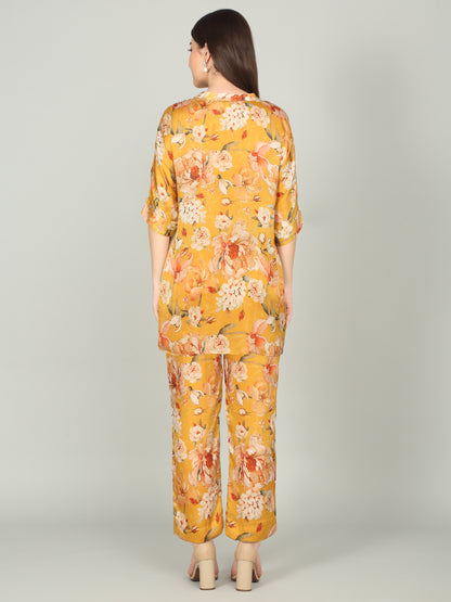 OCHRE BLOOM -Peony Floral Digital print co -ord set