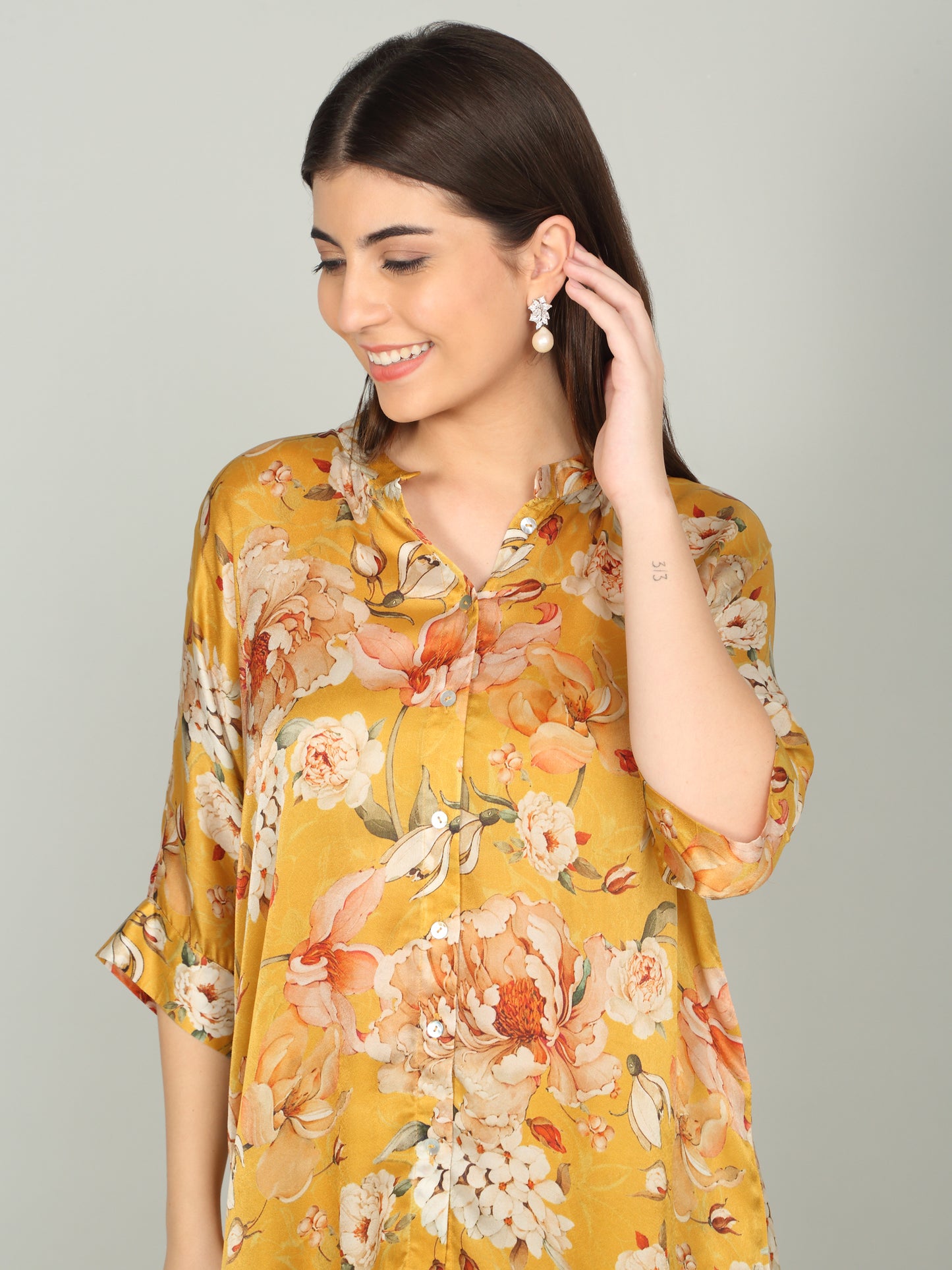OCHRE BLOOM -Peony Floral Digital print co -ord set