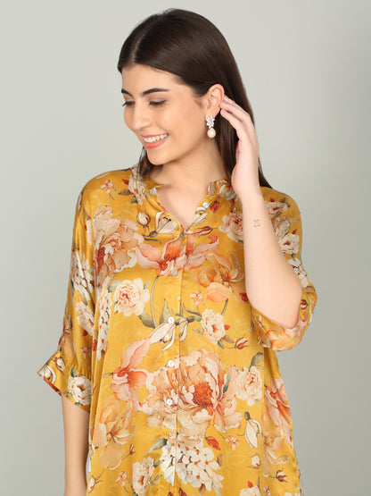 OCHRE BLOOM -Peony Floral Digital print co -ord set