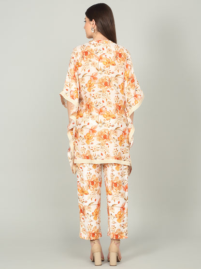 TANGERINE BLOOM -  Peony Floral Digital print Kaftan co -ord set