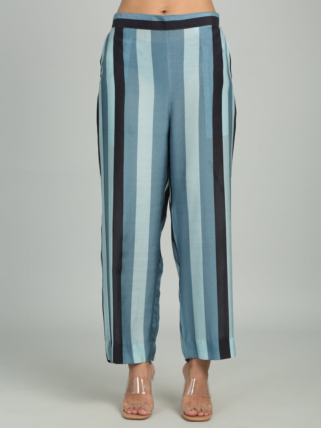 ZEPHYR - Blue-Grey Striped Printed set