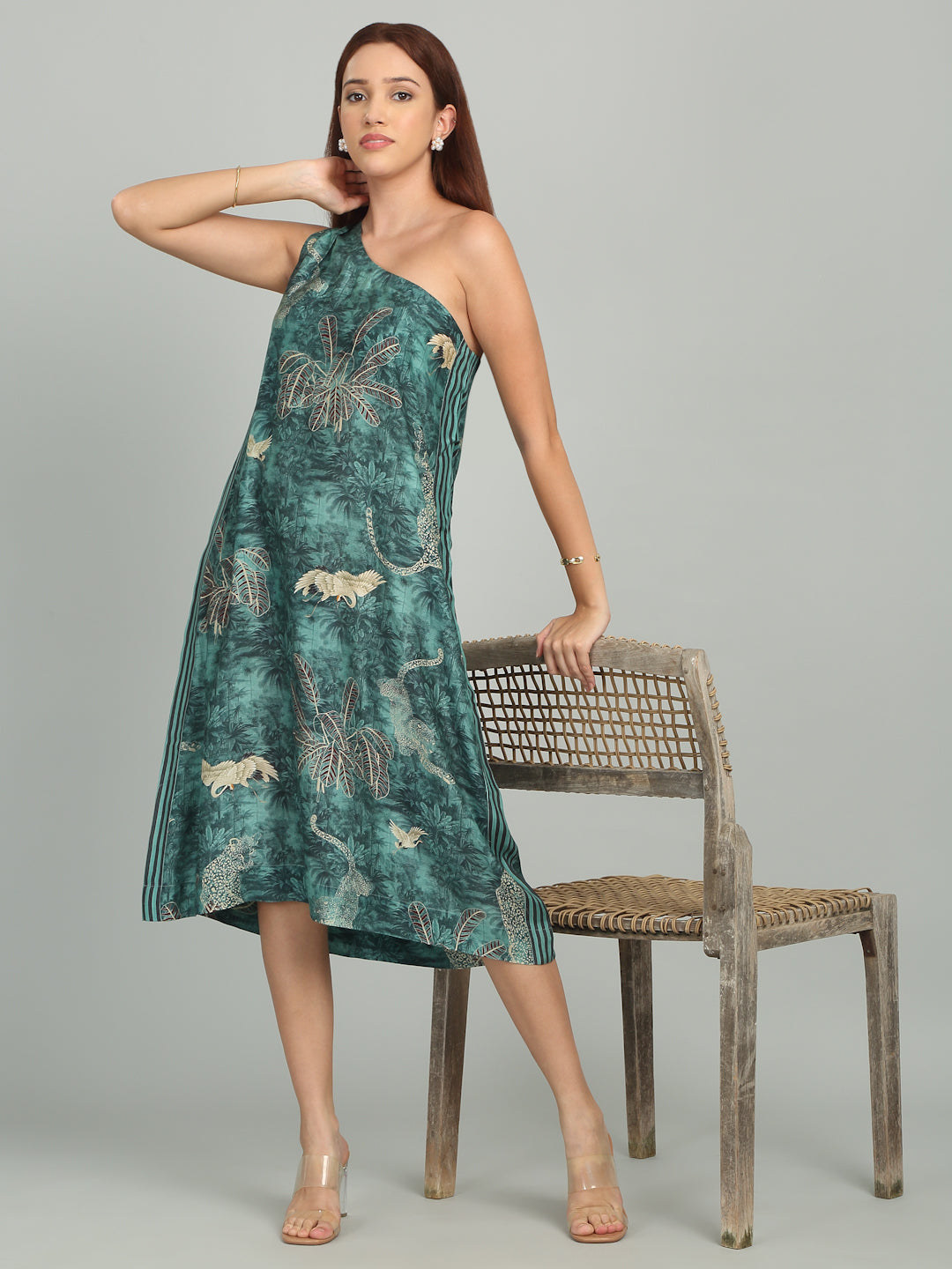 BROOK - Teal Blue Printed Dress