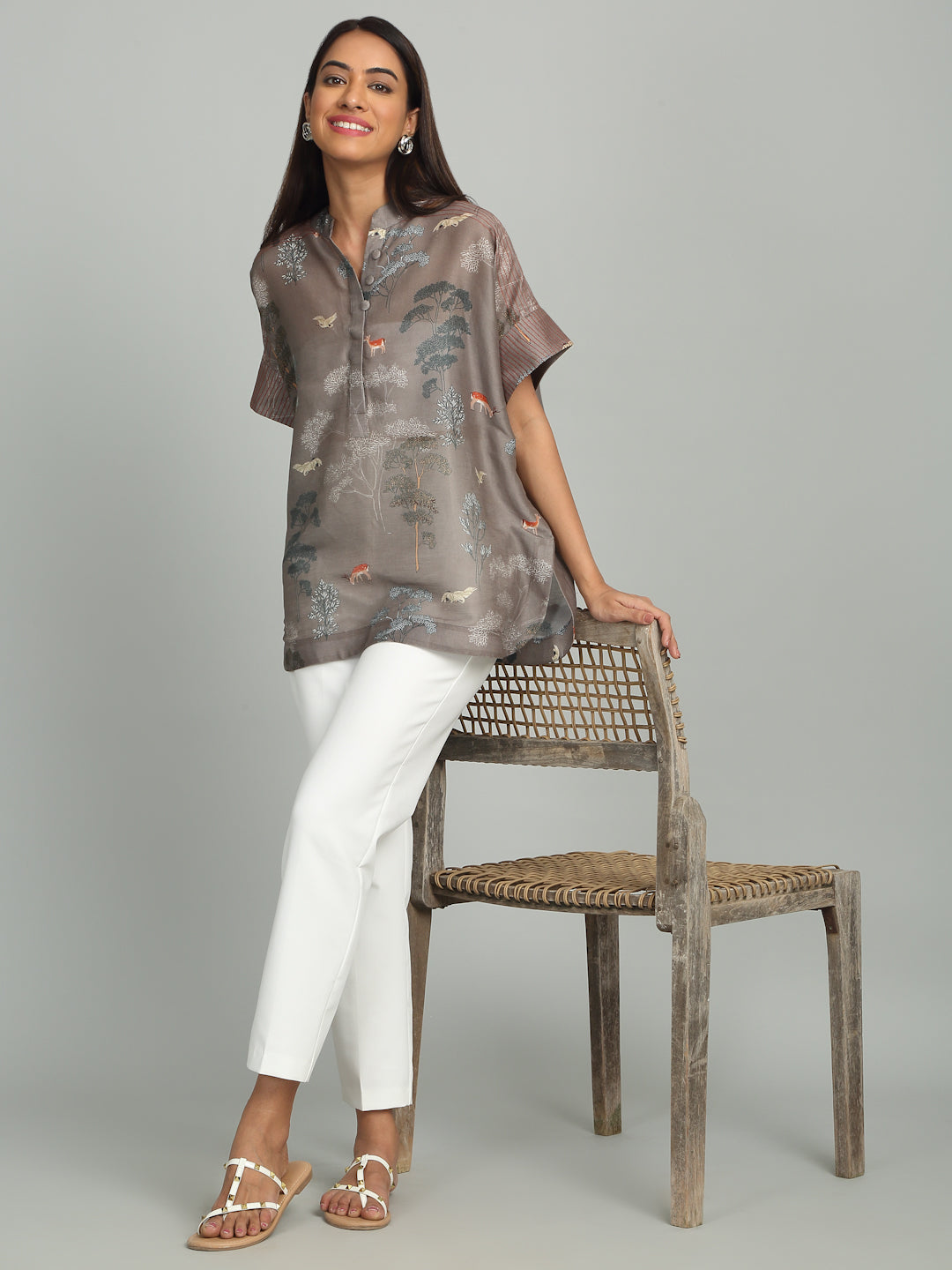 FERN - Grey Tree Print Tunic