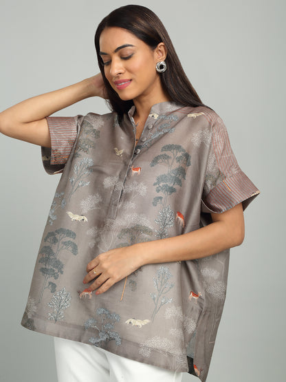 FERN - Grey Tree Print Tunic