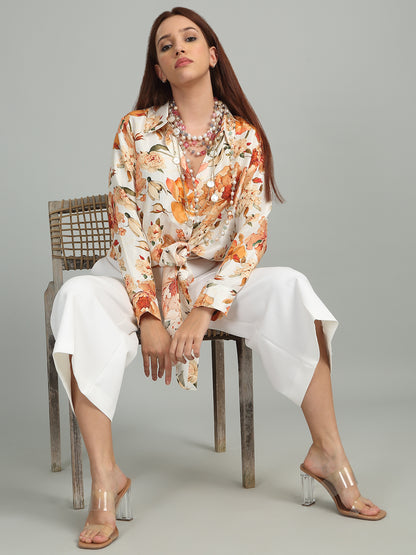 AMBER PEONY - Printed Knotted Shirt