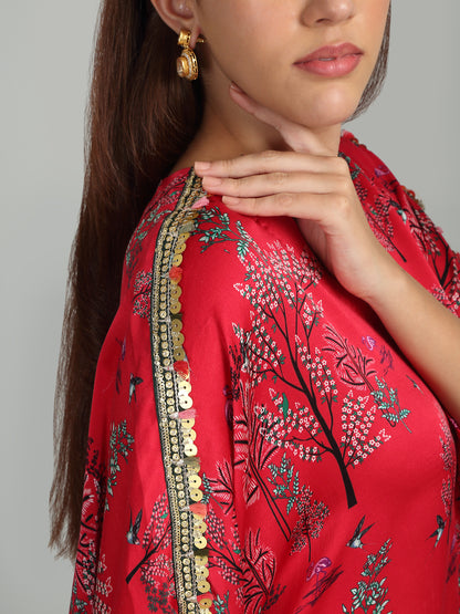 BREACH CANDY - Kaftan with embroidered lace on shoulder