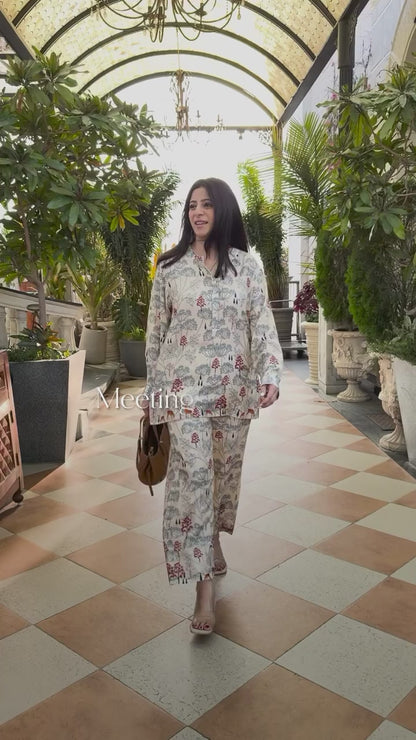 Ivory Grove- Off White Printed Co-ord Set