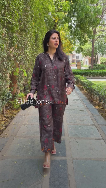 Chestnut Grove- Brown Printed Co-ord Set